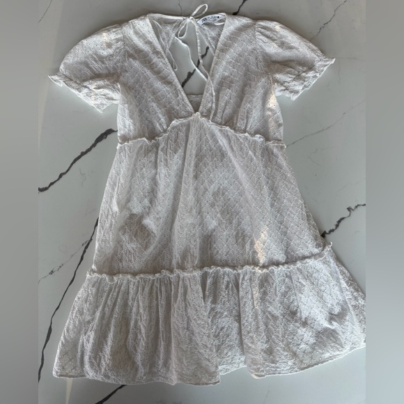 Zara White Eyelet Embroidered Mini Dress - Picture 2 of 9